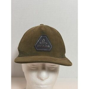 Prana Green Corduroy Hat SnapBack Adjustable Black Patch Outdoors